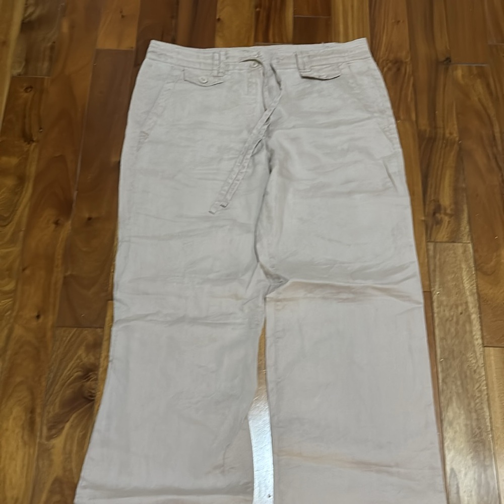 Sandro light beige linen wide Leg Pants size 12